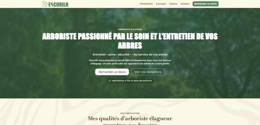 Aperçu desktop du site Escurilh