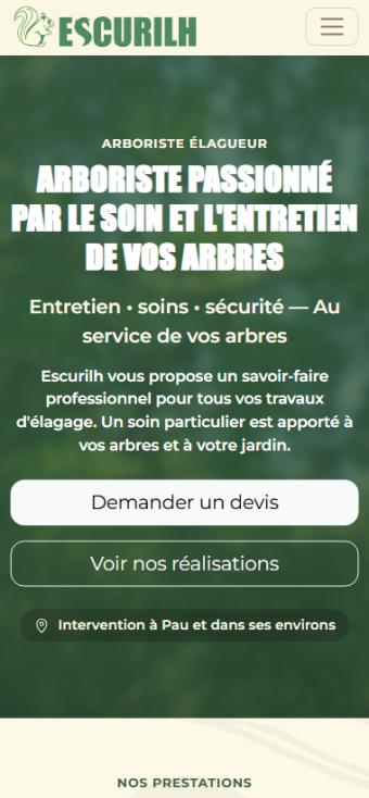 Aperçu mobile du site Escurilh